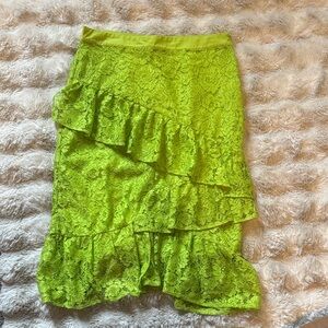 H&M Asymmetrical Lace Skirt in Bright Green